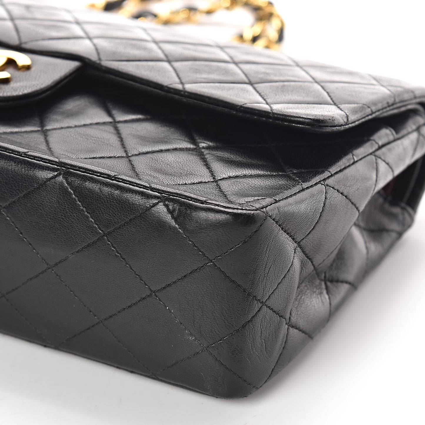 Lambskin Quilted Medium Double Flap Black