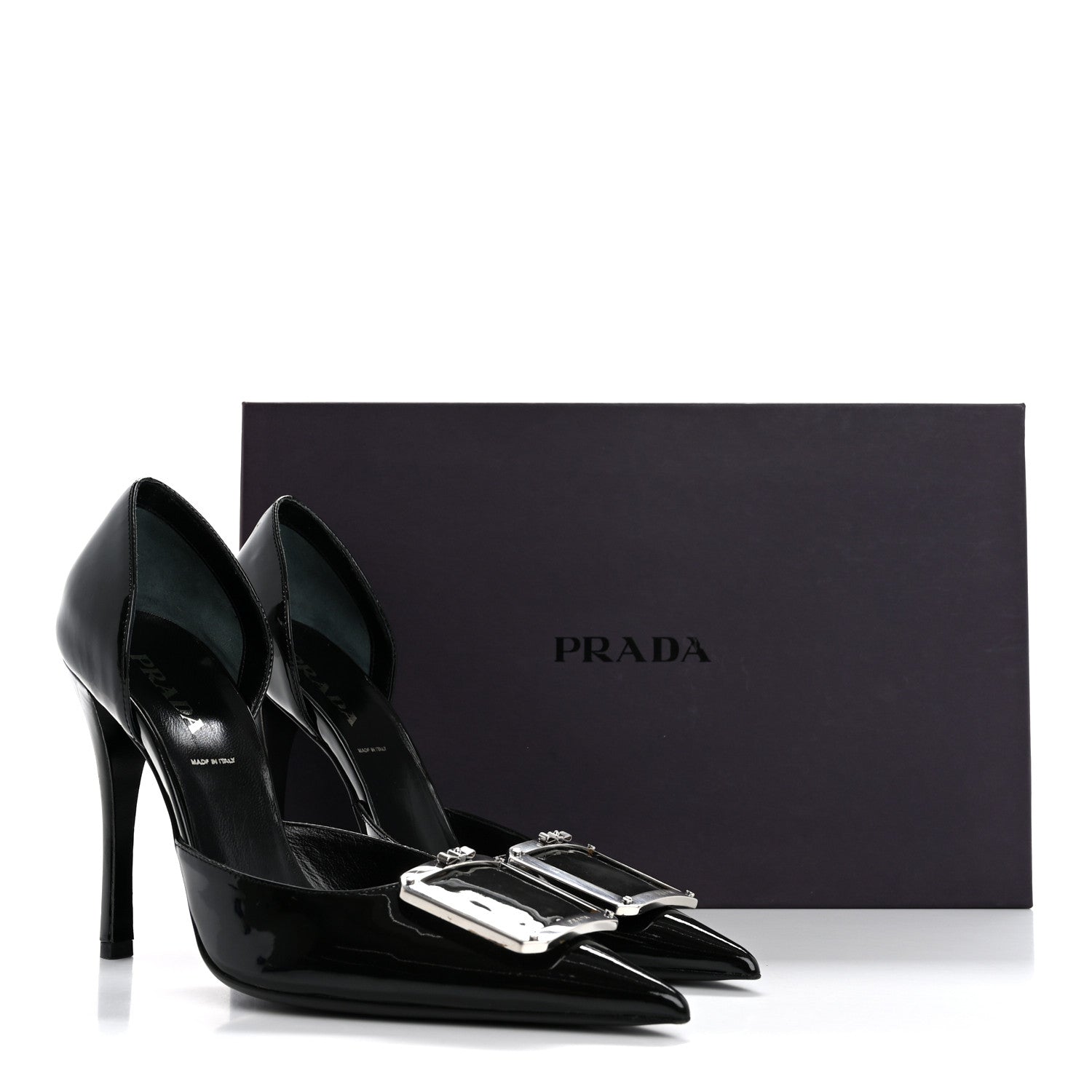 Prada Vernice Metal Pumps 37 Black 12 of 12