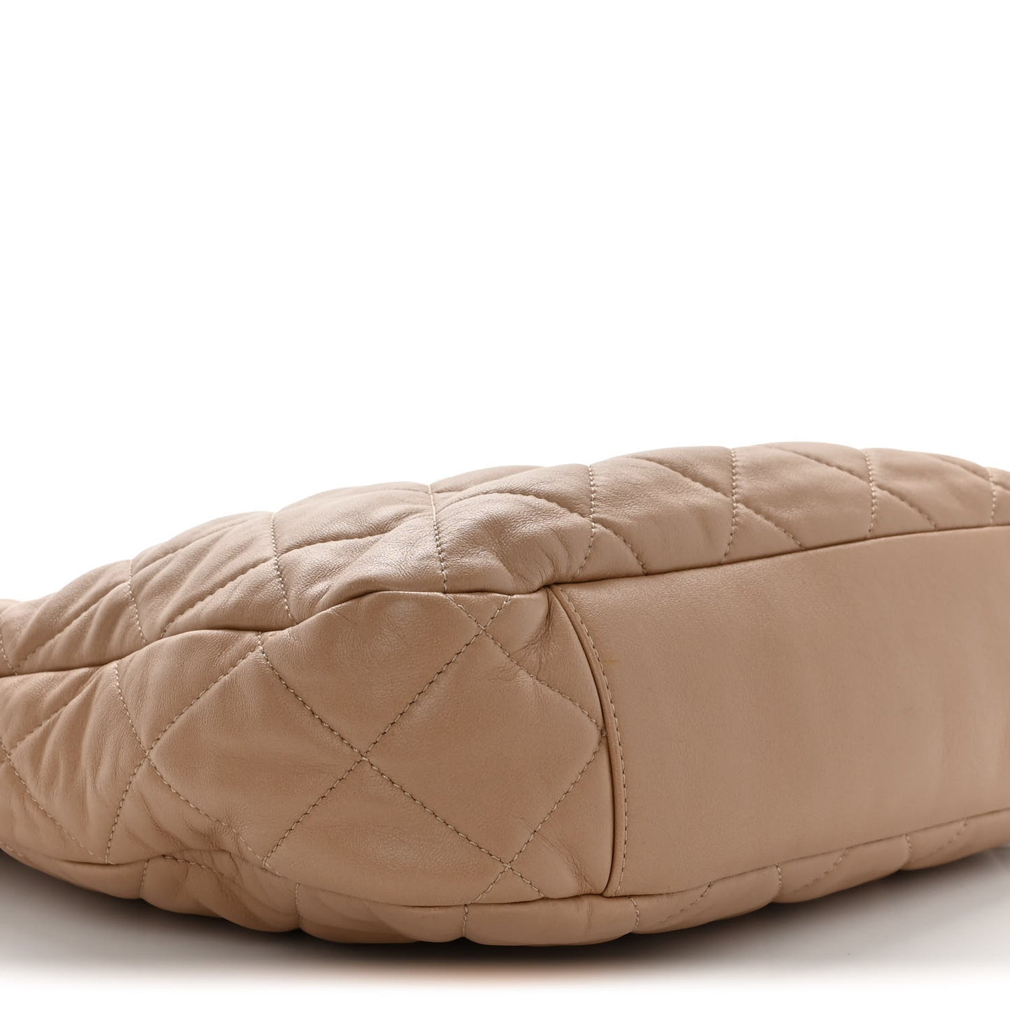Lambskin Quilted Large CC Funky Town Hobo Beige