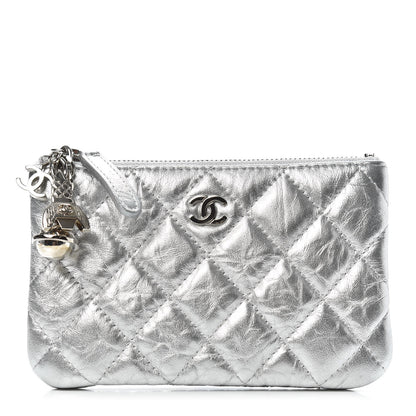 Chanel Metallic Calfskin Quilted Small Cosmo Cosmetic Case Silver 1 of 7