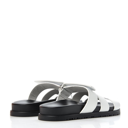 Hermes Calfskin Womens Chypre Sandals 37.5 White 4 of 11