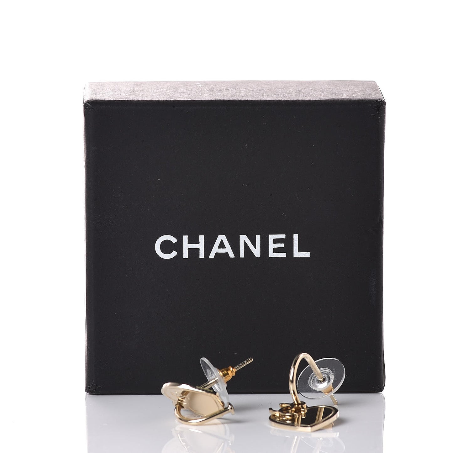 Heart CC Dangle Earrings Gold
