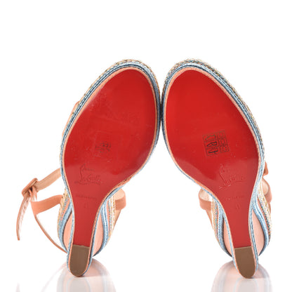 Christian Louboutin Calfskin Nubuck Duplice 140 Wedge Sandals 41 Mango Gold 5 of 7
