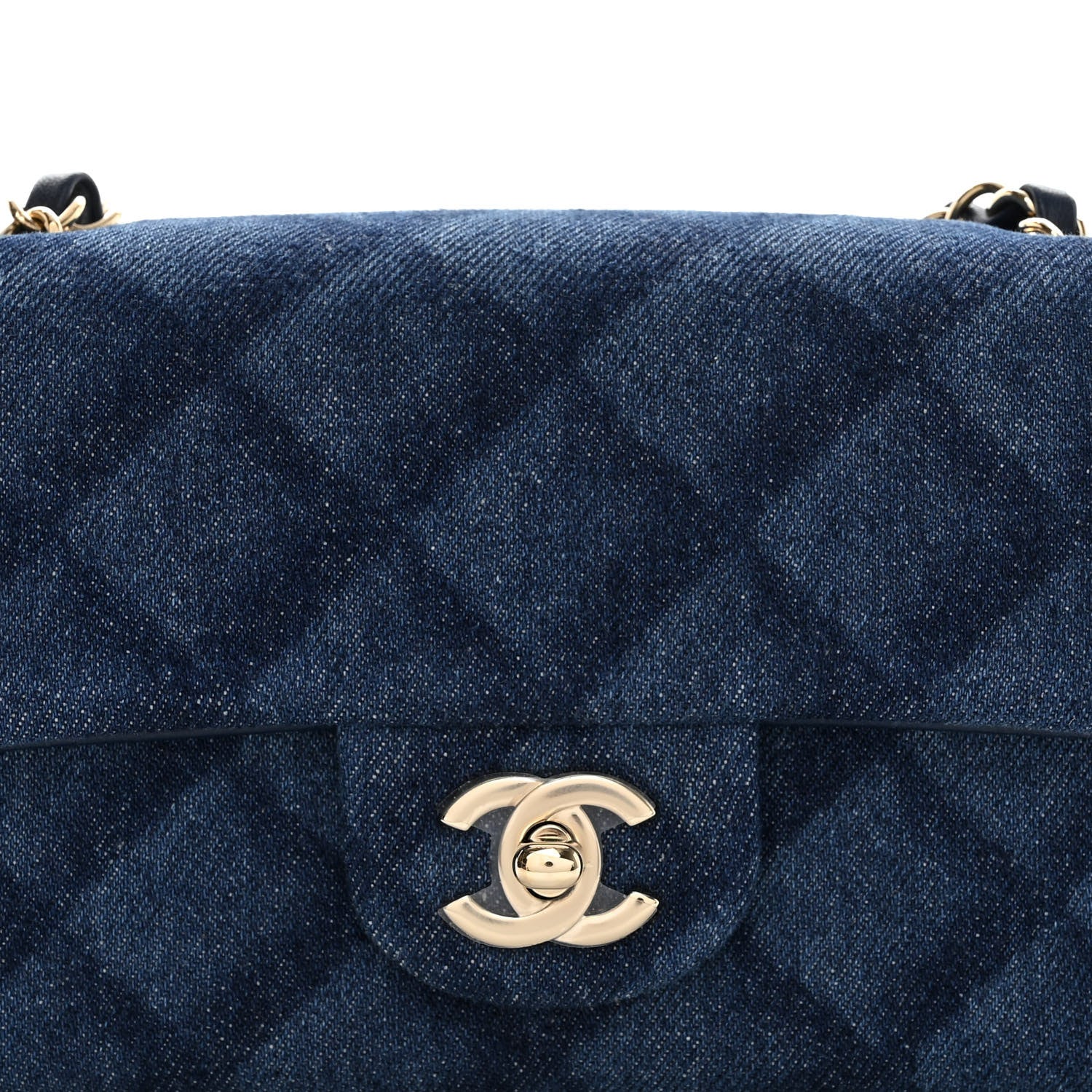 Chanel Printed Denim Quilted Mini Rectangular Flap Dark Blue 8 of 11