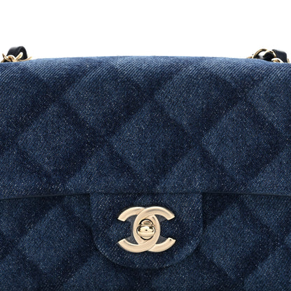 Chanel Printed Denim Quilted Mini Rectangular Flap Dark Blue 8 of 11