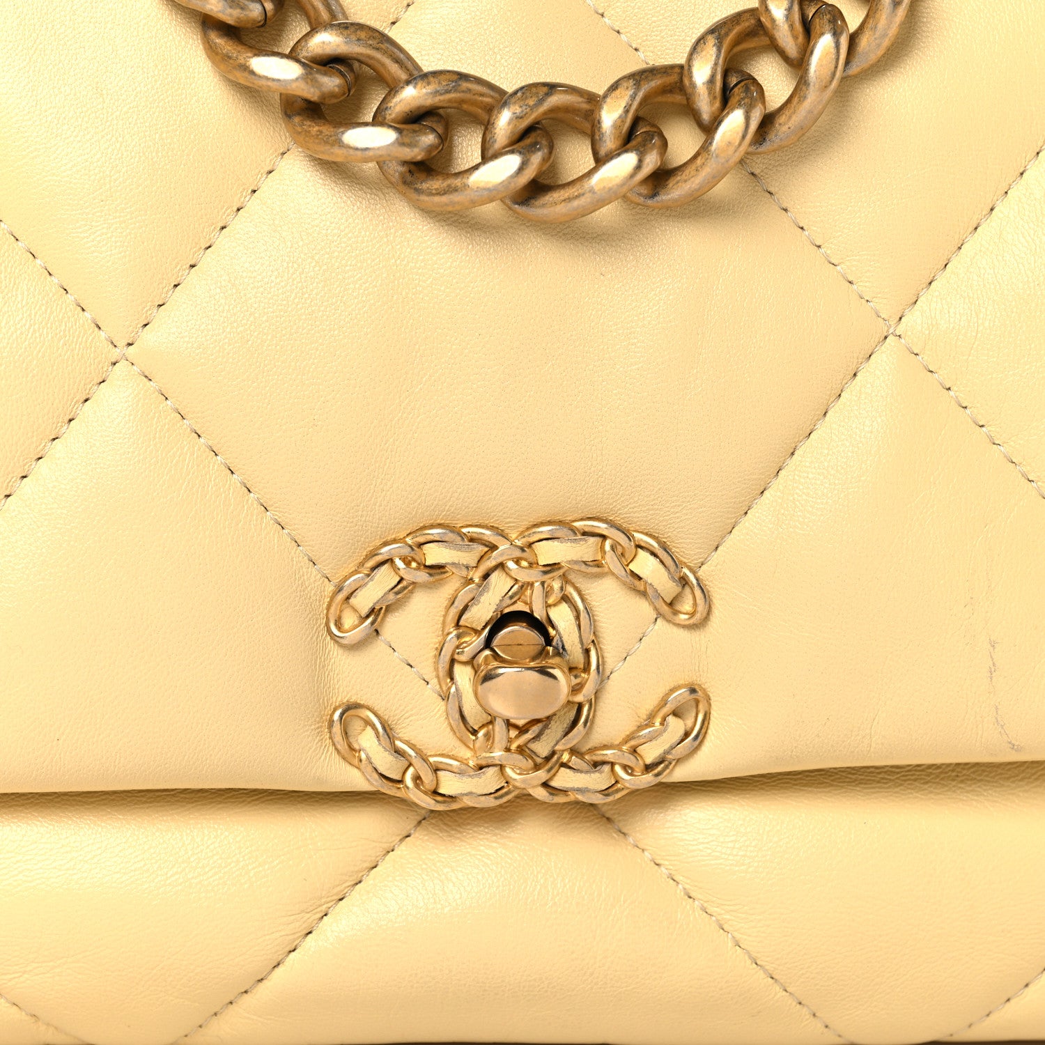Chanel Lambskin Quilted Medium Chanel 19 Flap Yellow 8 of 12