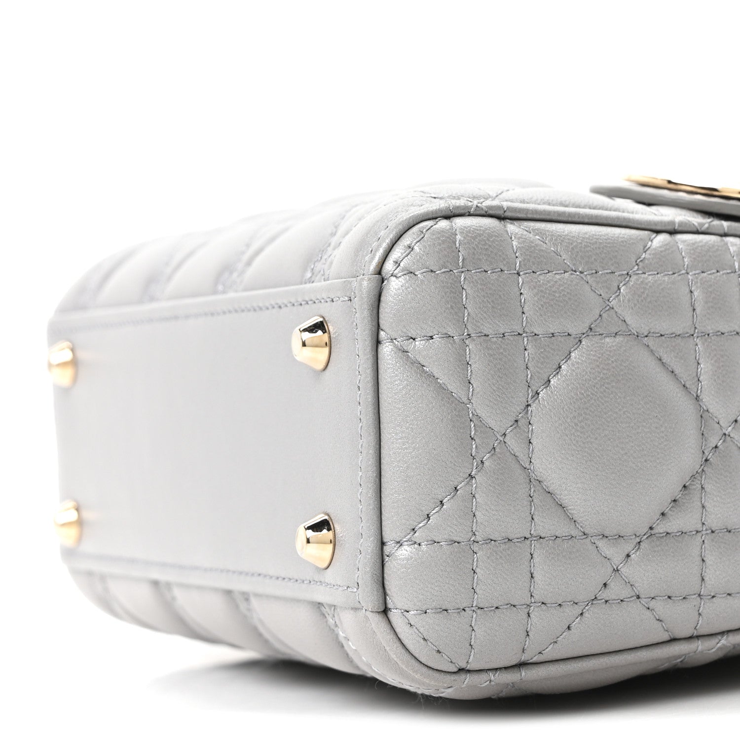 Christian Dior Metallic Lambskin Cannage Mini Lady Dior Grey 18 of 19