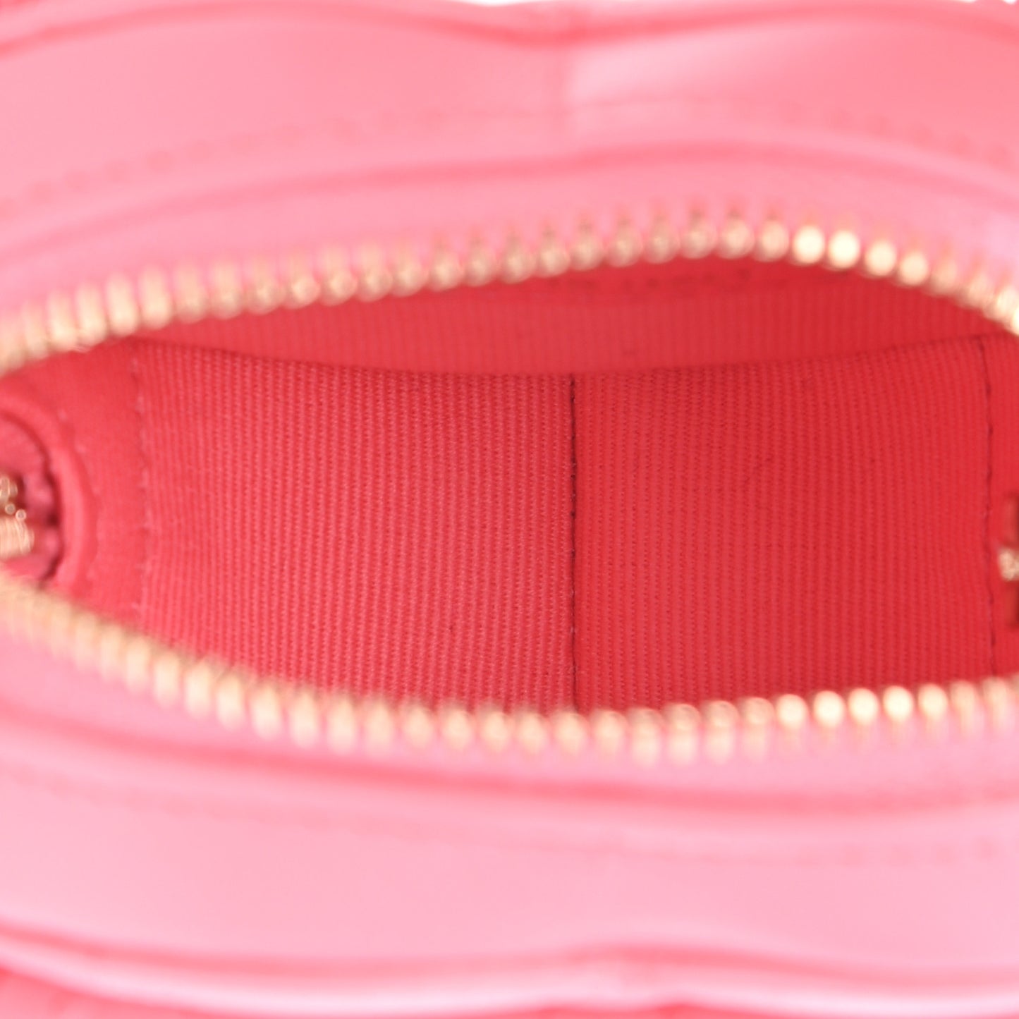 Lambskin Quilted CC In Love Heart Zipped Arm Coin Purse Pink