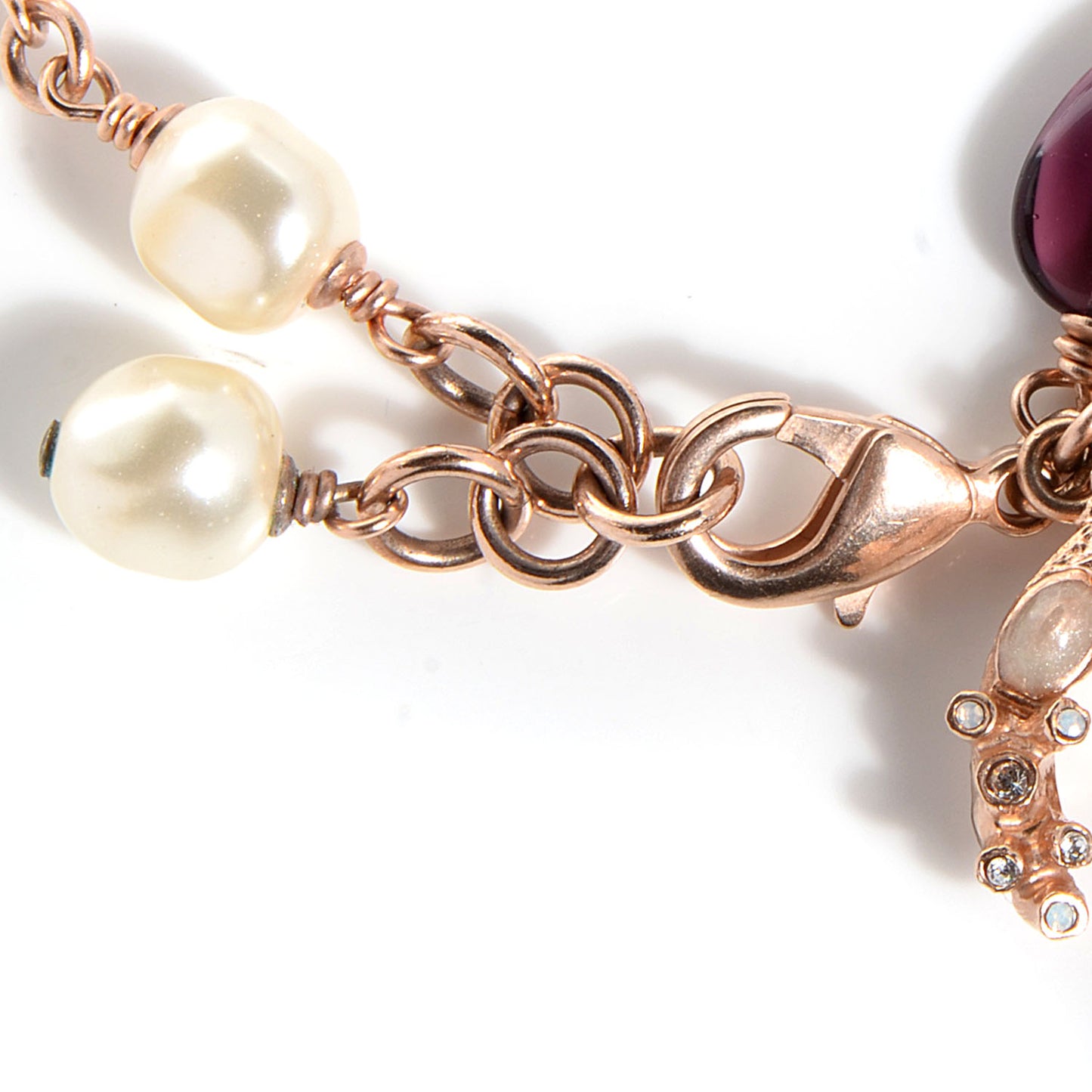 Crystal Marquise CC Irregular Pearl Bracelet Gold Purple