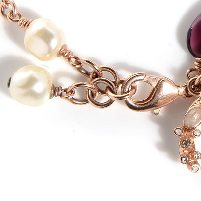 Chanel Crystal Marquise CC Irregular Pearl Bracelet Gold Purple 3 of 6