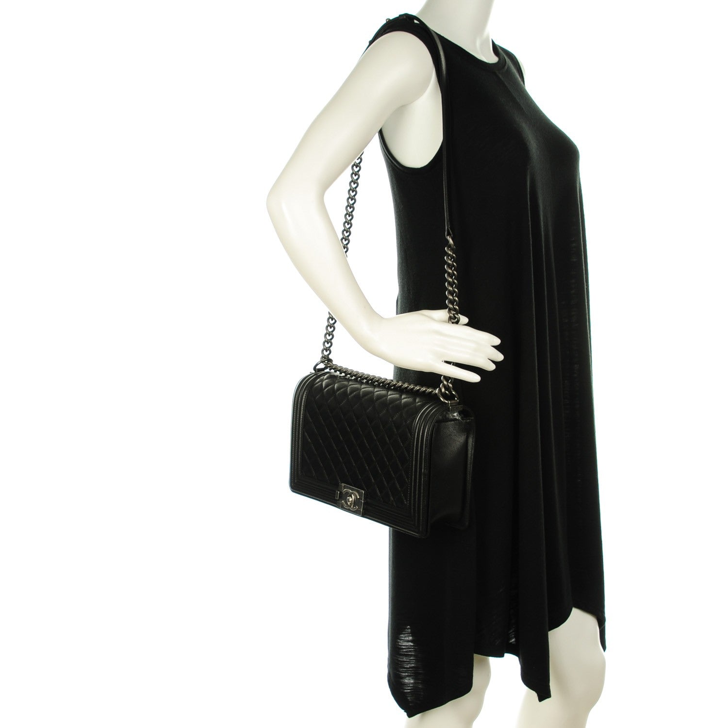 Chanel Metallic Calfskin Quilted New Medium Boy Flap Black 2 of 8