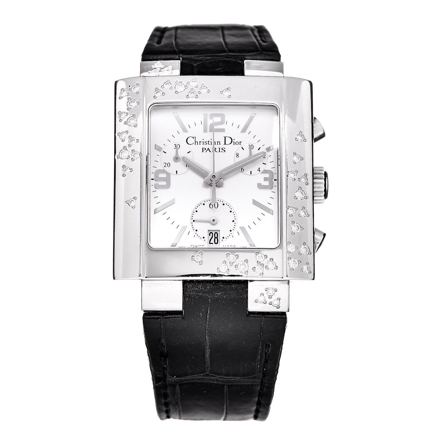 Stainless Steel Alligator Diamond 31mm Riva Chronograph Quartz Watch