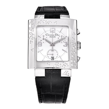 Christian Dior Stainless Steel Alligator Diamond 31mm Riva Chronograph Quartz Watch 1 of 8