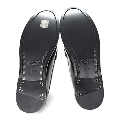 Saint Laurent Calfskin Womens Laurent Penny Loafers 37.5 Black 6 of 10