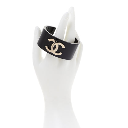 Chanel Resin CC Cuff Gold Black 2 of 5
