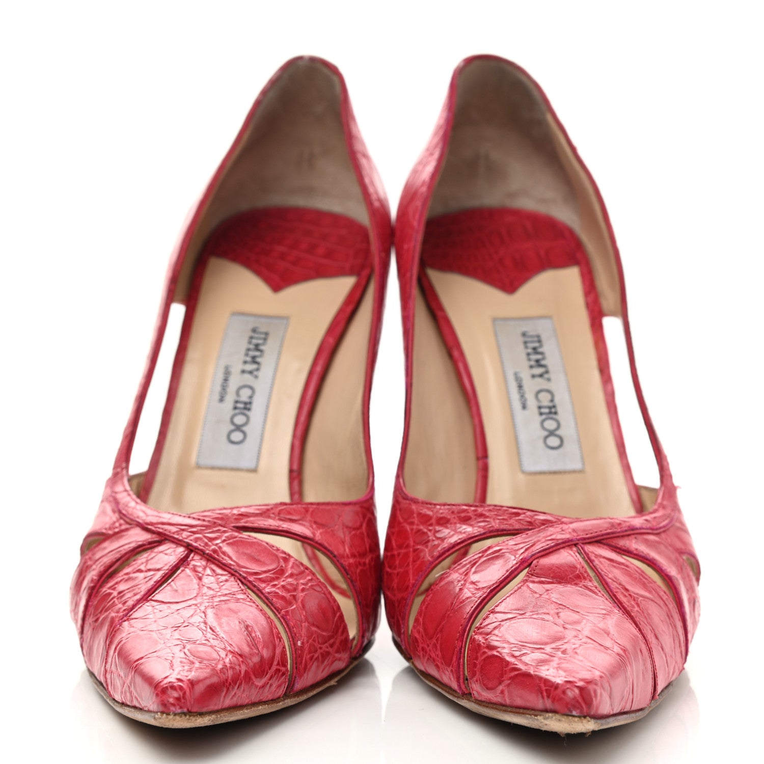 Jimmy Choo Crocodile Embossed Calfskin Lust 100 Pumps 40 Raspberry 2 of 11