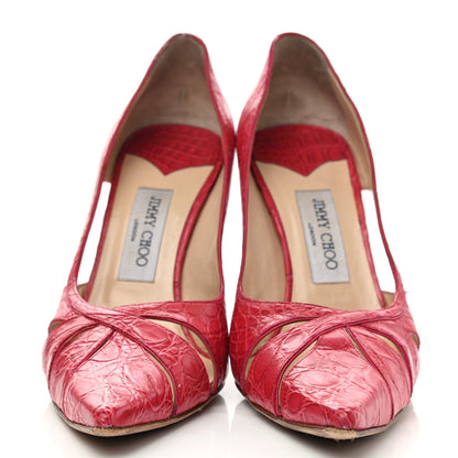 Jimmy Choo Crocodile Embossed Calfskin Lust 100 Pumps 40 Raspberry 2 of 11