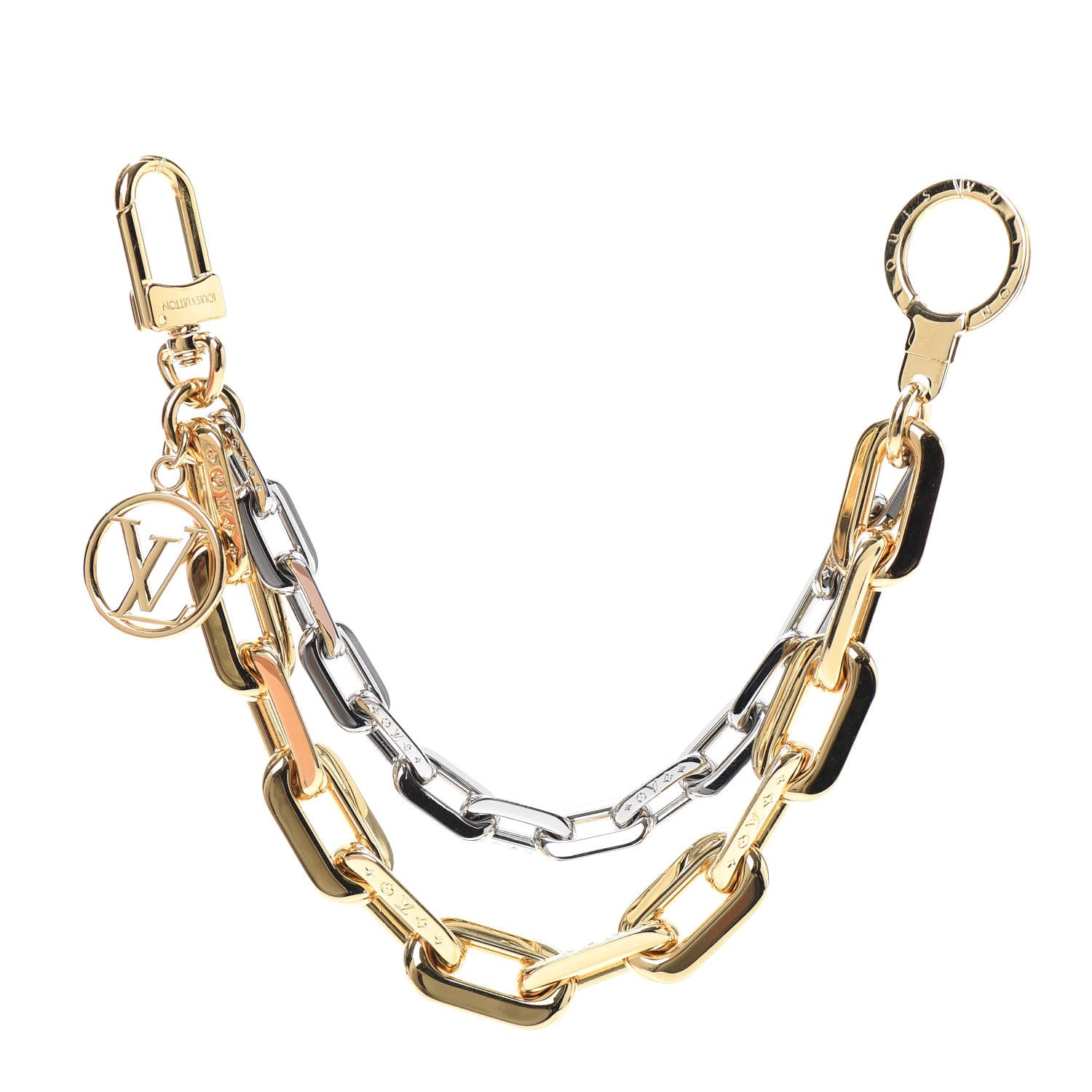 Louis Vuitton Metal LV Edge Chain Bag Charm Silver Gold 1 of 3