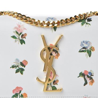 Saint Laurent Calfskin Prairie Flower Printed Small Classic Monogram Kate Satchel White 9 of 9