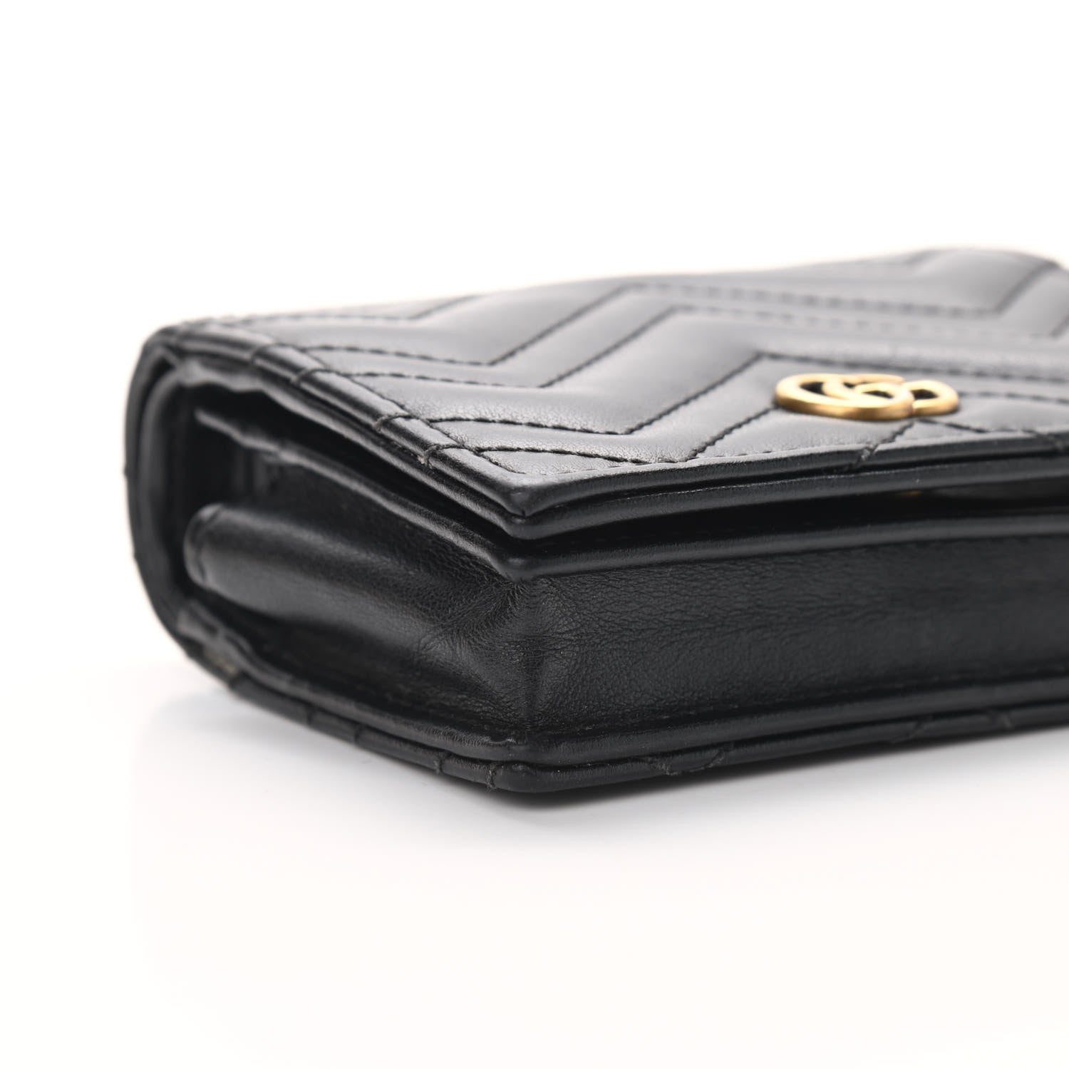 Gucci Calfskin Matelasse GG Marmont Mini Wallet On Chain Black 7 of 8