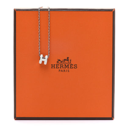 Hermes Lacquered Palladium Mini Pop H Pendant Necklace White 8 of 8