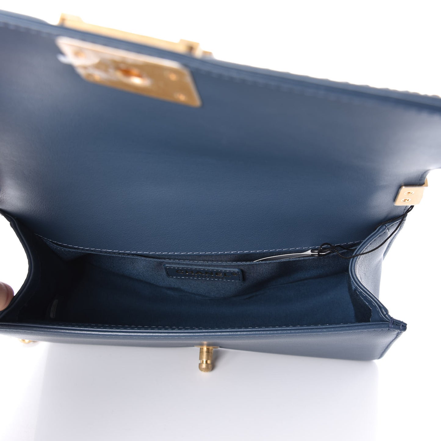 Calfskin Quilted Medium Top Handle Boy Flap Blue