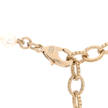 Chanel Pearl Crystal CC Short Logo Necklace Gold 4 of 5
