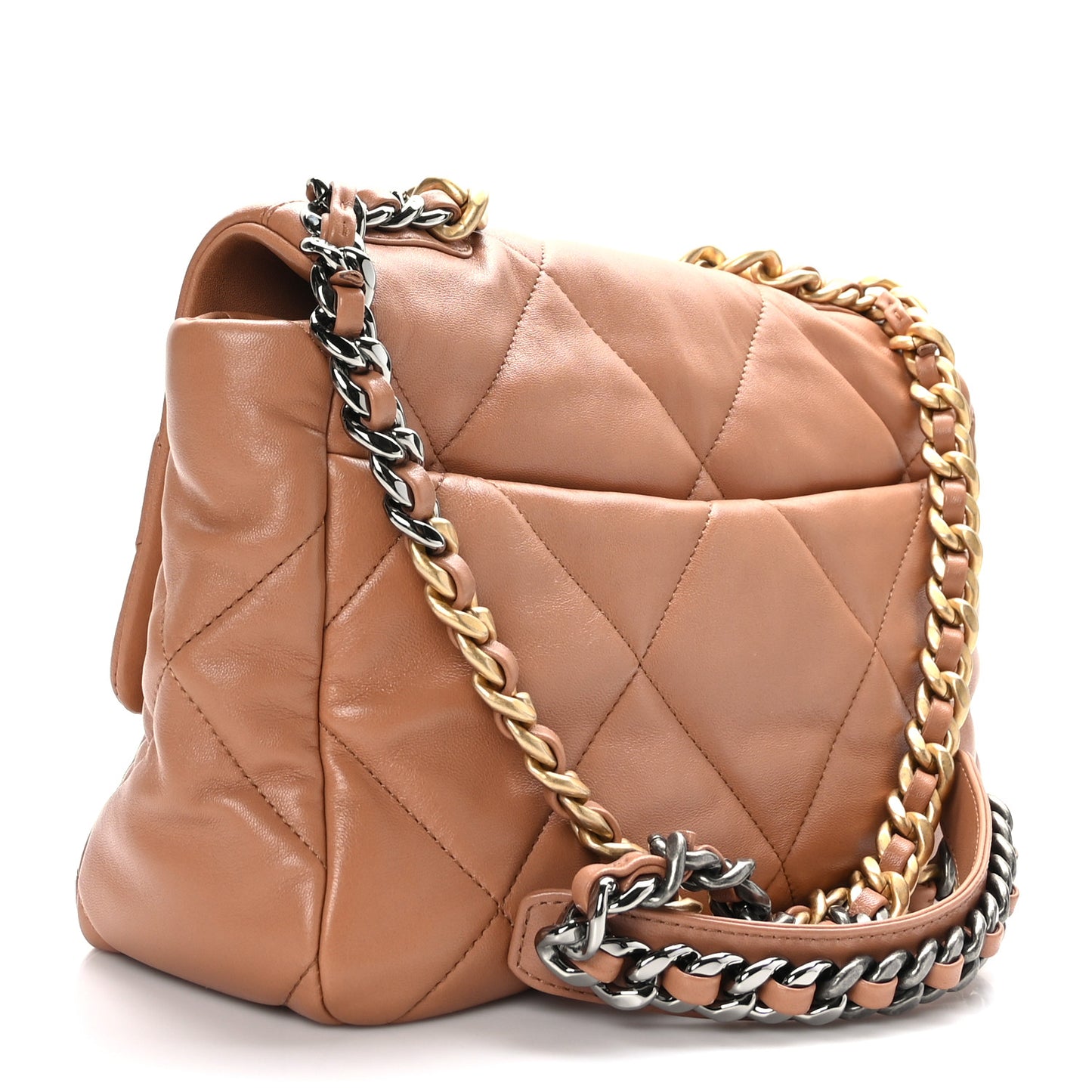 Lambskin Quilted Large Chanel 19 Flap Brown