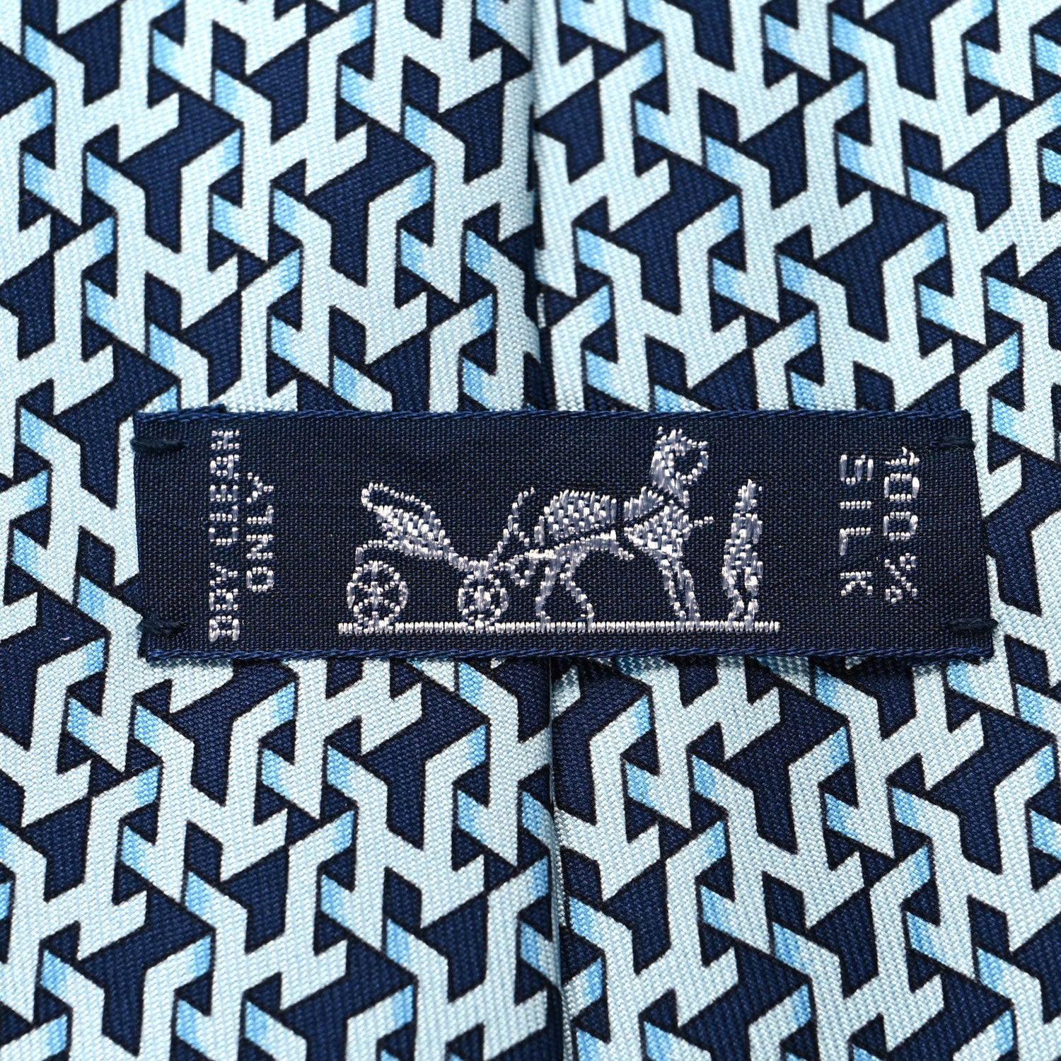 Hermes Silk Printed Mens Neck Tie Bleu 5 of 5