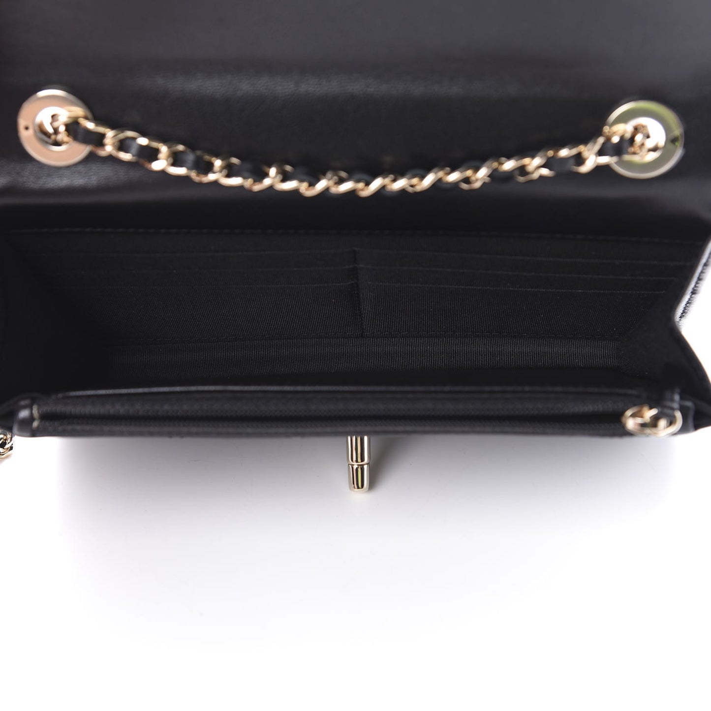 Lambskin Quilted Trendy CC Wallet On Chain WOC Black