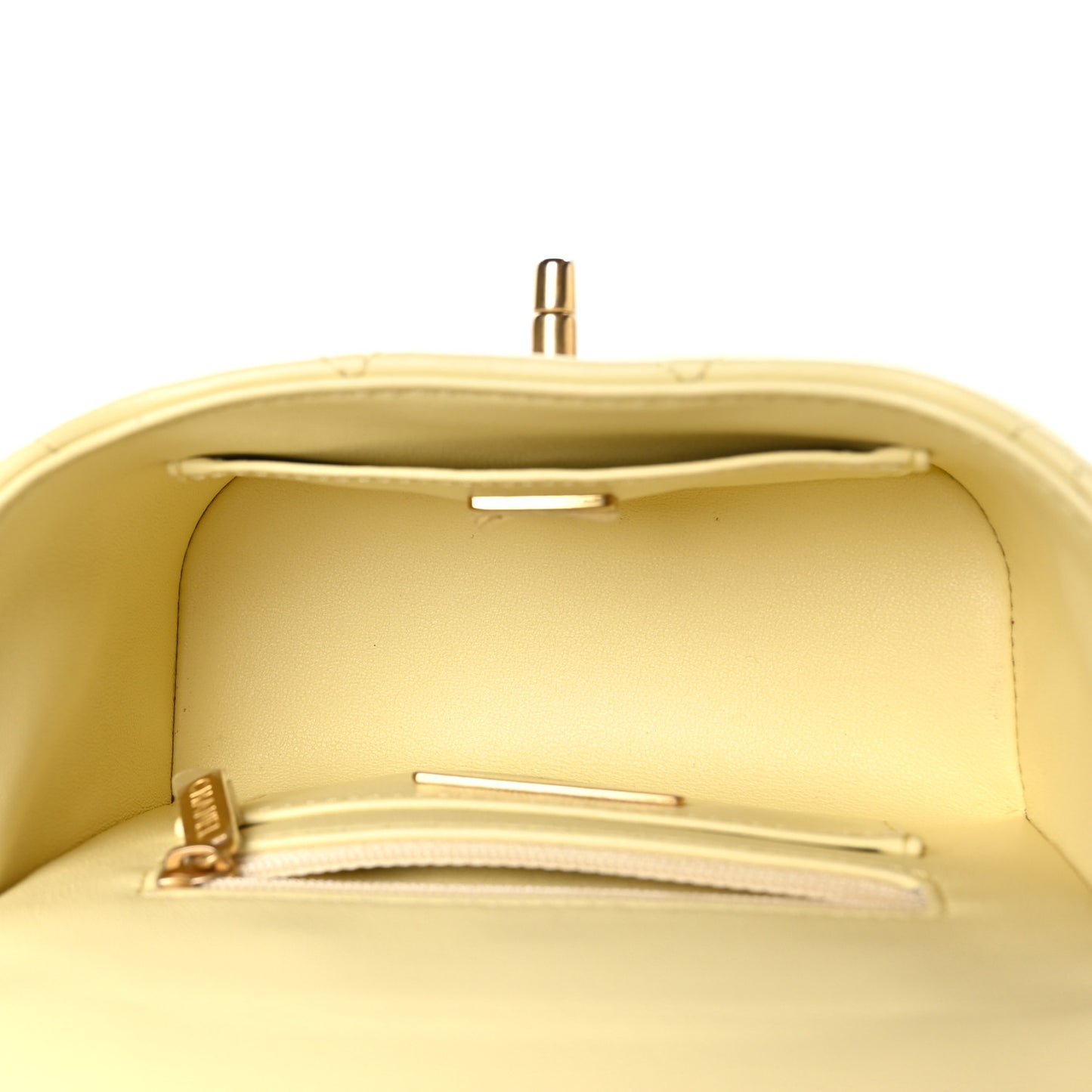 Lambskin Handle Crush Small Vanity Case With Chain Jaune Clair
