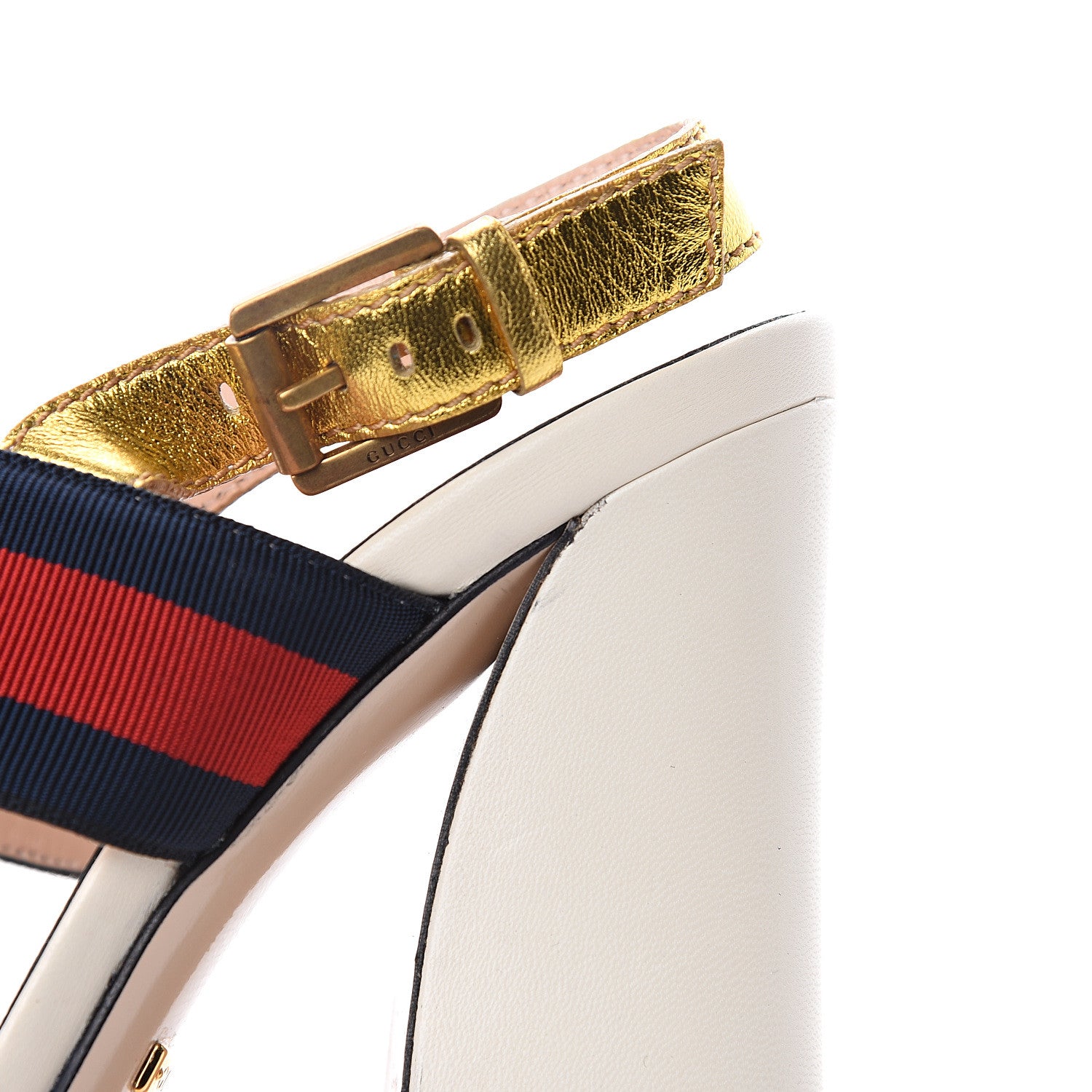 Gucci Grosgrain Web Aline High Heel Sandals 39.5 Oro 9 of 9