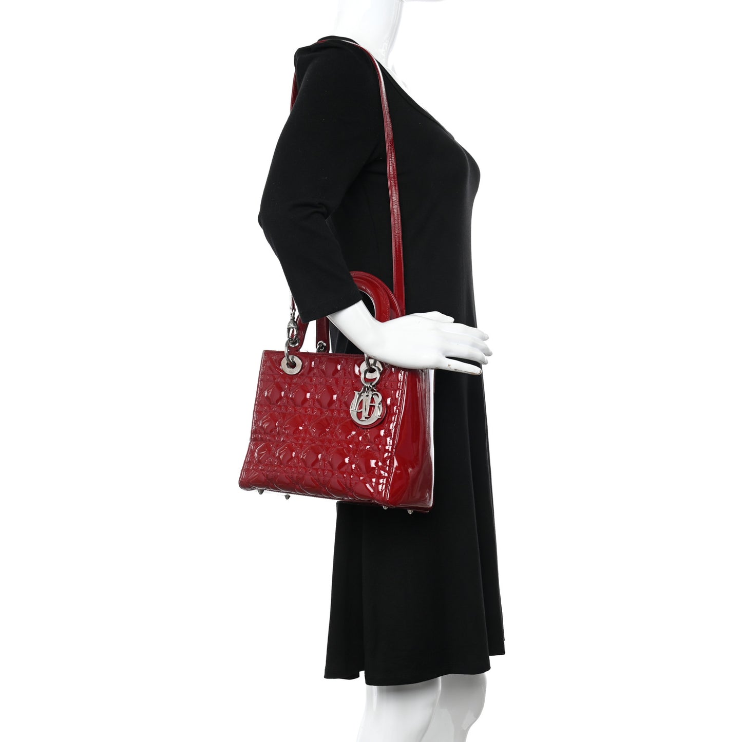 Patent Cannage Medium Lady Dior Burgundy Red