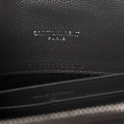 Saint Laurent Grain De Poudre Matelasse Chevron Monogram Envelope Chain Wallet Gray 6 of 13