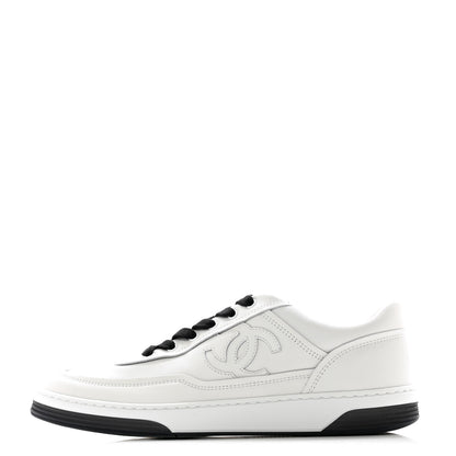 Chanel Calfskin CC Womens Sneakers 37 White Black 1 of 11