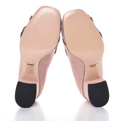 Gucci Kid Scamosciato GG Marmont Fringe 50mm Loafer Pumps 37 Crystal Pink 5 of 9
