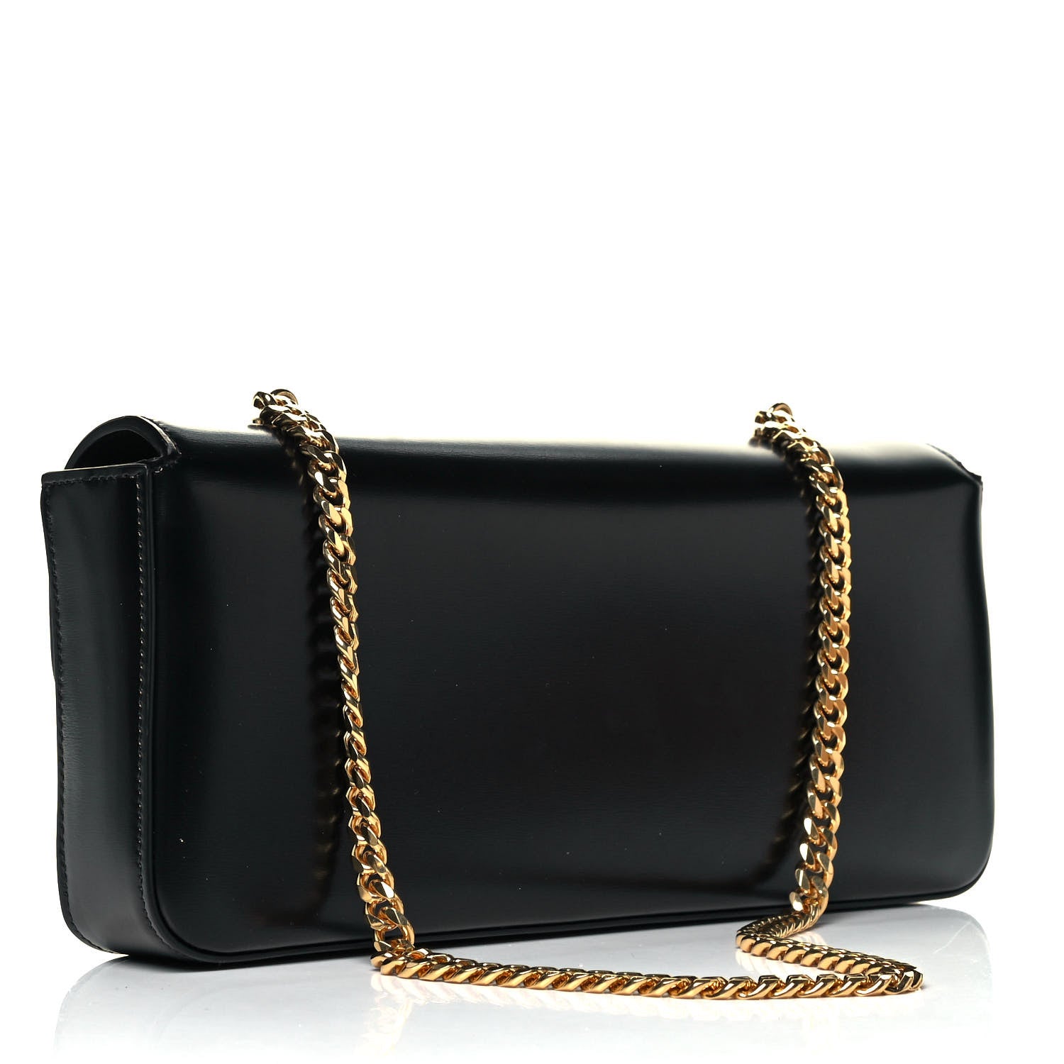 Celine Shiny Calfskin Triomphe Chain Bag Black 3 of 9