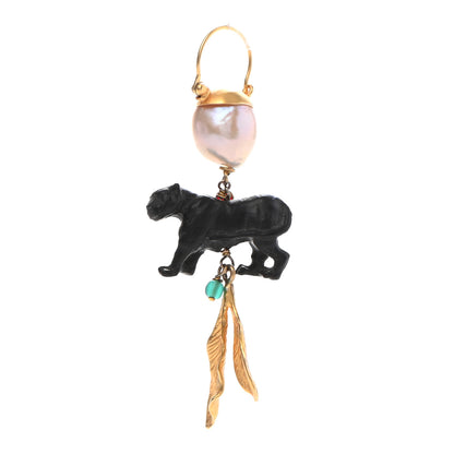 Christian Dior Pink Fresh Pearl Animal Earring Gold Black 1 of 4