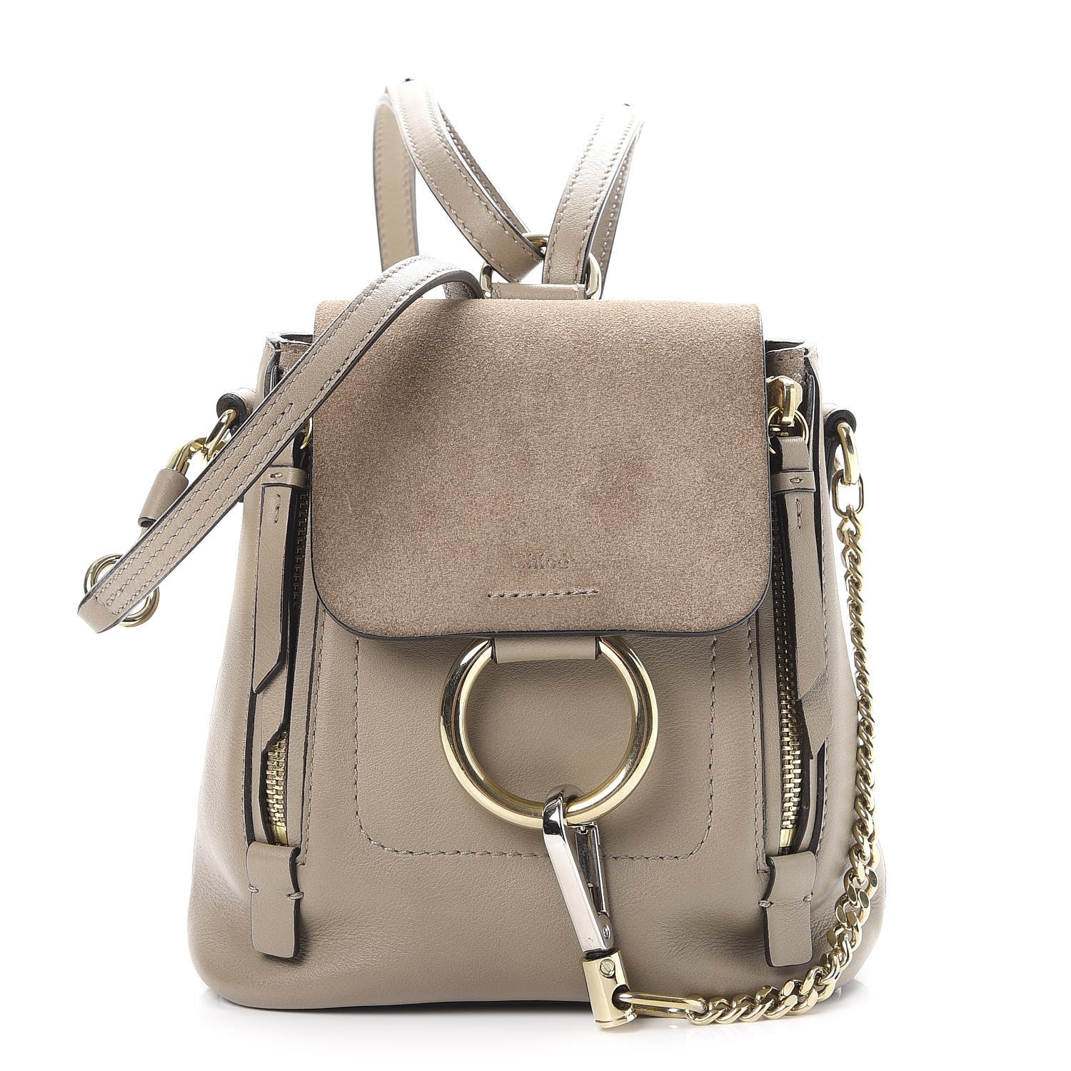 Chloe Suede Calfskin Mini Faye Backpack Motty Grey 1 of 9