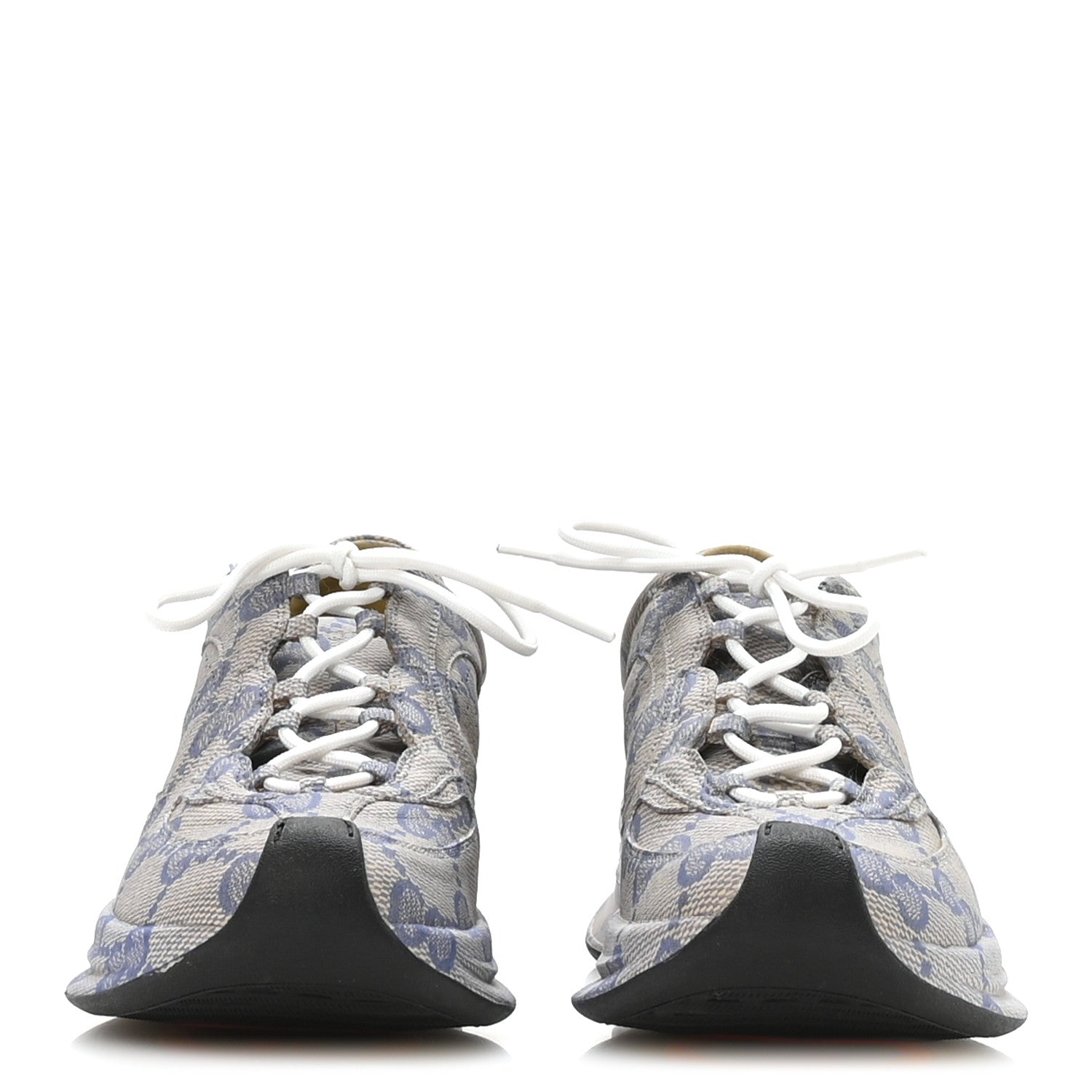 Gucci Ultralight Plume Calfskin Monogram Printed Womens Gucci Run Sneakers 37 Beige Blue 3 of 9