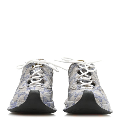 Gucci Ultralight Plume Calfskin Monogram Printed Womens Gucci Run Sneakers 37 Beige Blue 3 of 9