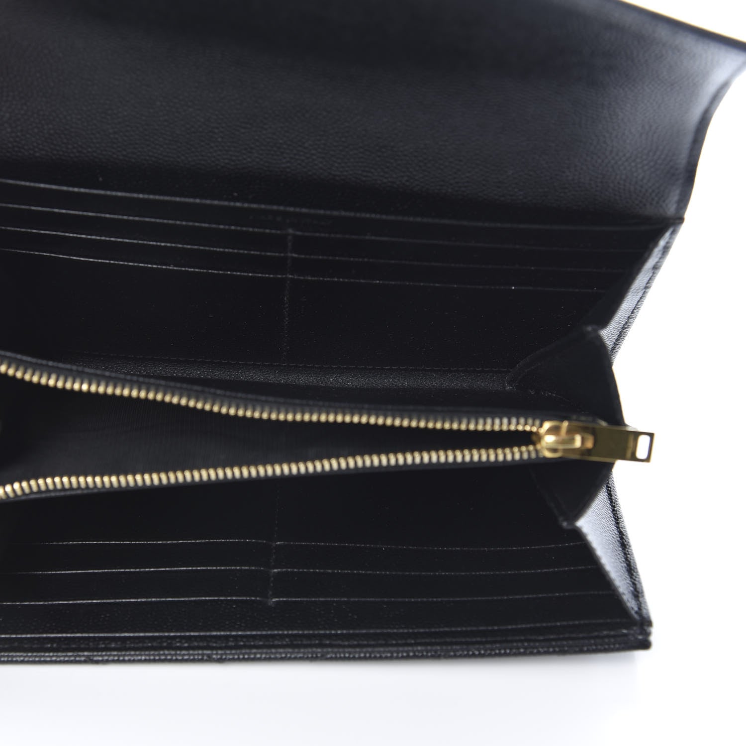 Saint Laurent Grain De Poudre Matelasse Chevron Monogram Flap Wallet Black 5 of 9