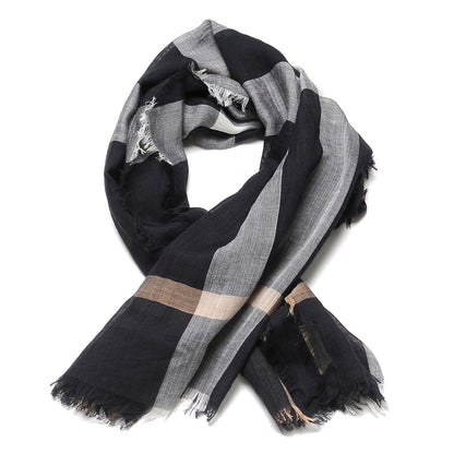 Burberry Silk Modal Wool Check Lightweight Scarf Black 1 of 4