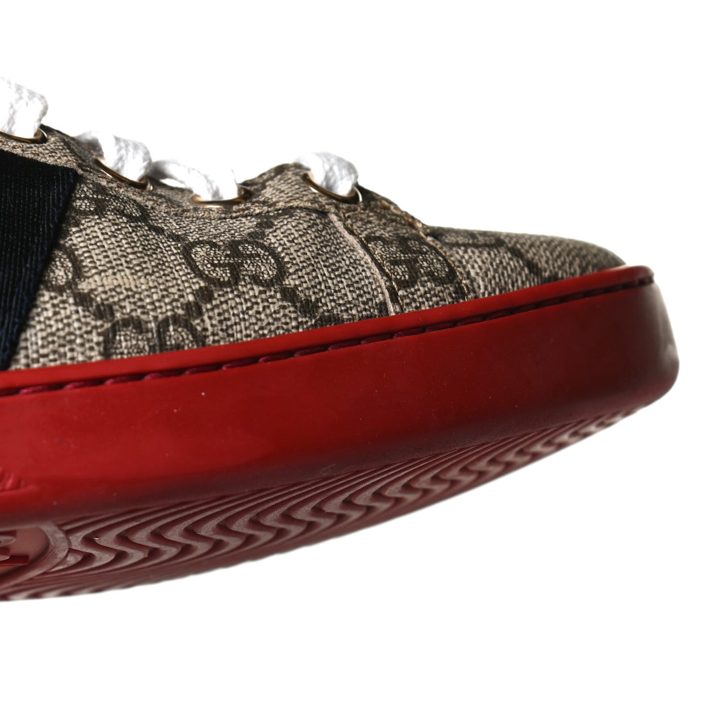 GG Supreme Monogram Ayers Web Womens Ace Sneakers 36.5 Red