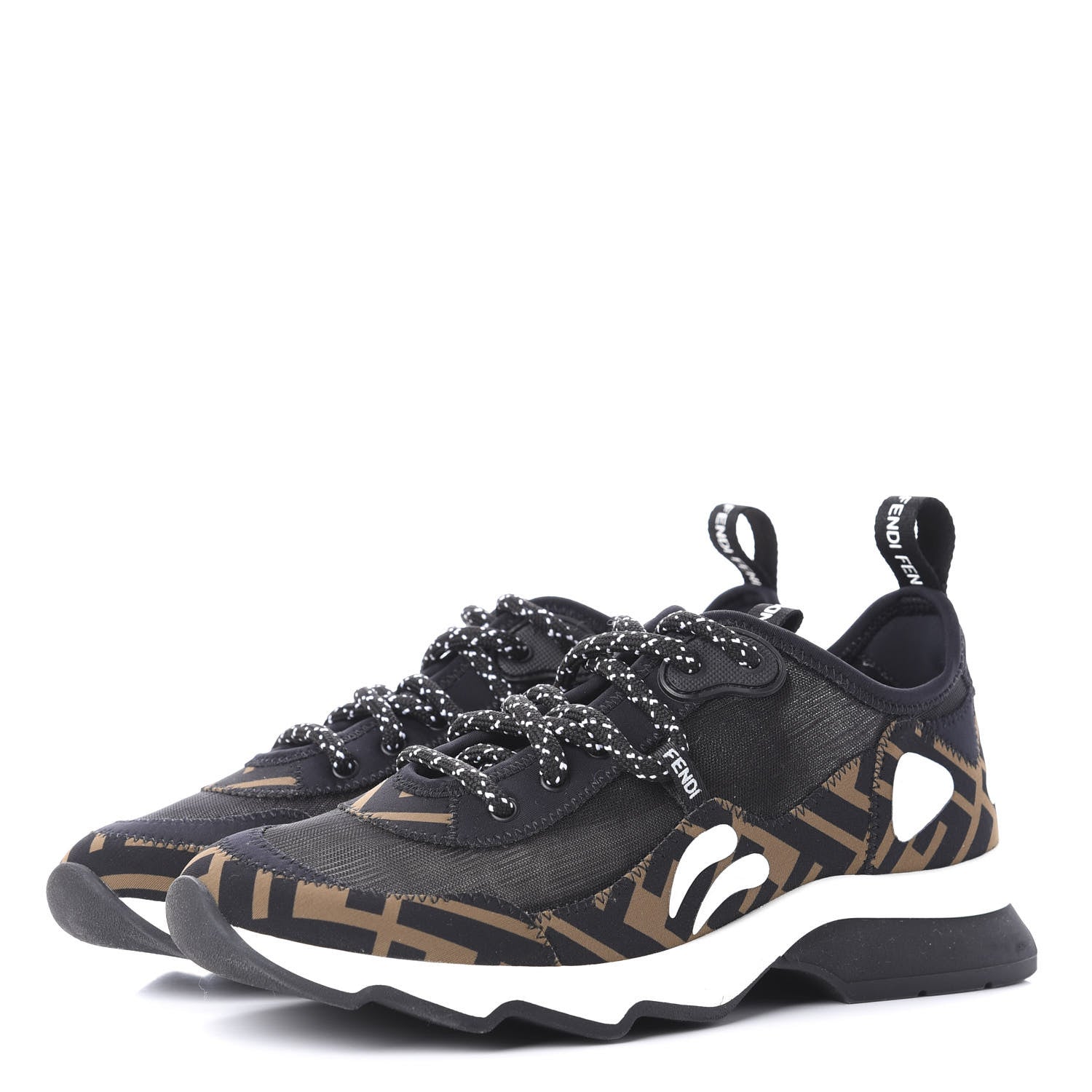 Fendi Technical Mesh Lycra FFreedom Patchwork Sneakers 35.5 Black Tobacco 3 of 11
