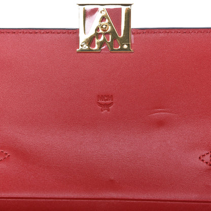 MCM Visetos Calfskin Large Mena Crossbody Wallet On Chain Cognac Ruby Red 9 of 9