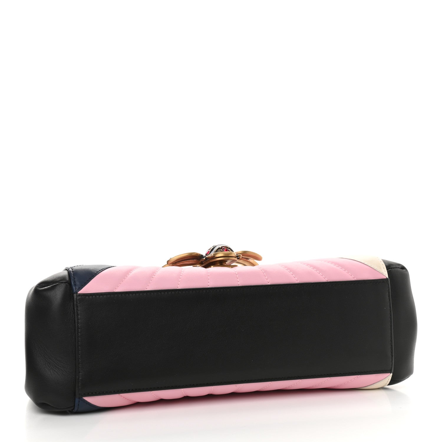 Gucci Calfskin Bamboo Trapuntata Queen Margaret Top Handle Bag Blue Agata Hibiscus Red Mystic White Sugar Pink 4 of 10