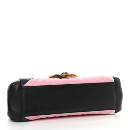 Gucci Calfskin Bamboo Trapuntata Queen Margaret Top Handle Bag Blue Agata Hibiscus Red Mystic White Sugar Pink 4 of 10