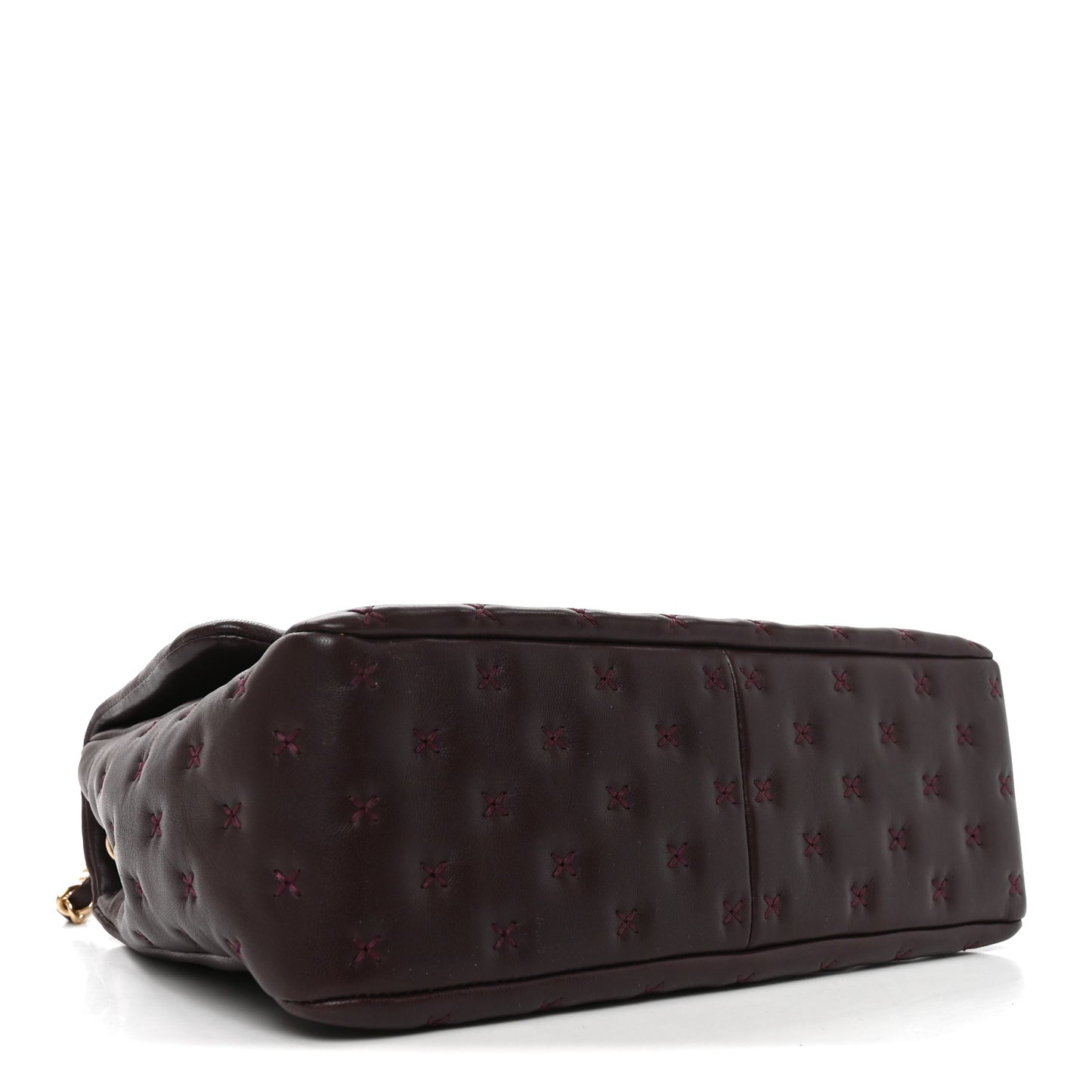 Lambskin Cross Stitch Small Coco Handle Flap Burgundy