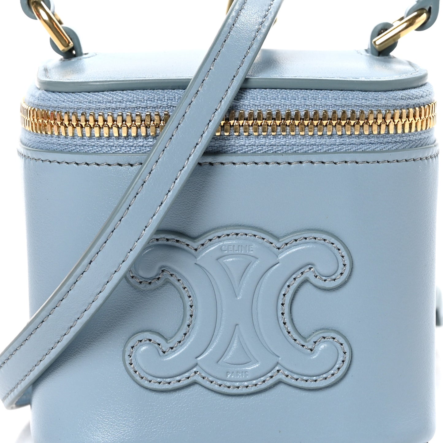 Smooth Calfskin Cuir Triomphe Mini Vanity Case California Blue